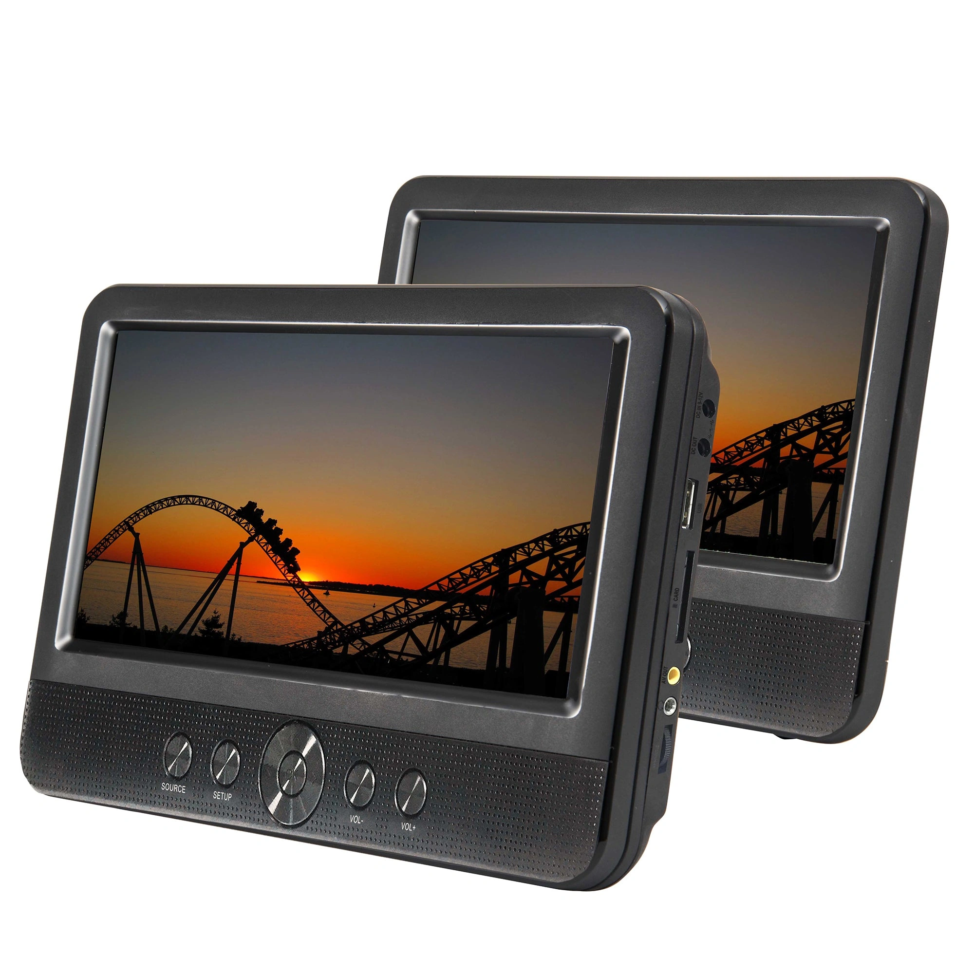 10 Twin Screen Portable DVD for Car w/ Headrest Mounting Straps